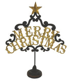 Ornament Merry Christmas zwart/goudkleurig