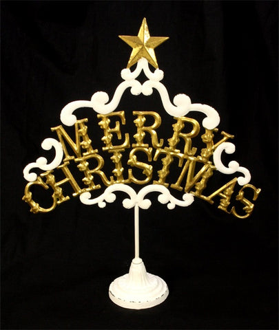 Ornament Merry Christmas wit/goudkleurig